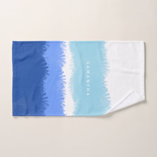 Moderne Abstracte Waterverf blauwe tinten Bad Handdoek (Handdoek)