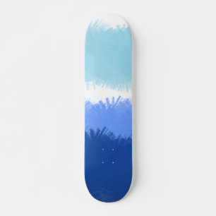 Moderne Abstracte Waterverf blauwe tinten Skateboard