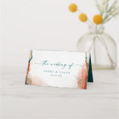 Moderne Abstracte Waterverf Blauwgroen & Koperhuwe (Achterkant)