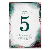 Moderne Abstracte Waterverf Emerald Green Wedding Kaart (Achterkant)