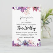 Moderne Abstracte Waterverf Florals Wedding Kaart (Staand voorkant)