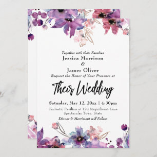 Moderne Abstracte Waterverf Florals Wedding Kaart