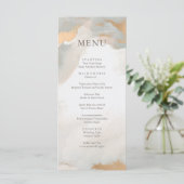 Moderne Abstracte Waterverf Gold Wedding Menu (Staand voorkant)