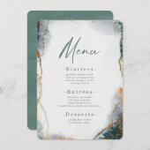 Moderne Abstracte Waterverf Groene en gouden bruil Menu (Voorkant / Achterkant)