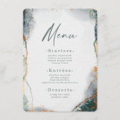 Moderne Abstracte Waterverf Groene en gouden bruil Menu (Voorkant)
