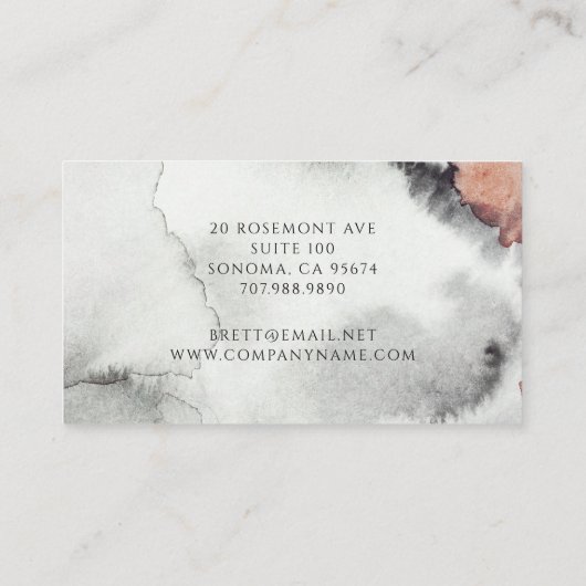 Moderne Abstracte Waterverf Interieur Designer Visitekaartje (Achterkant)