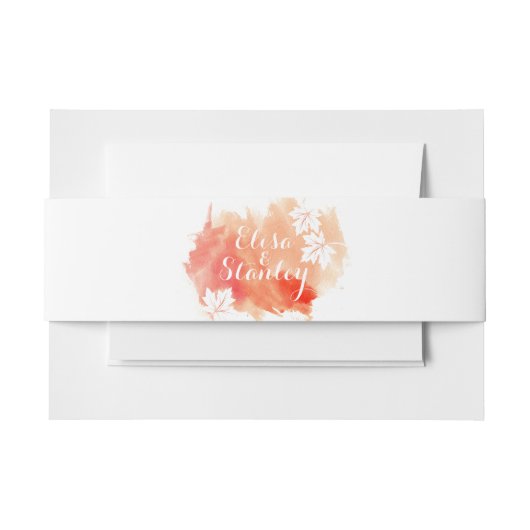 Moderne abstracte waterverf koraalperzikbruiloft uitnodigingen wikkel (Voorkant Voorbeeld)