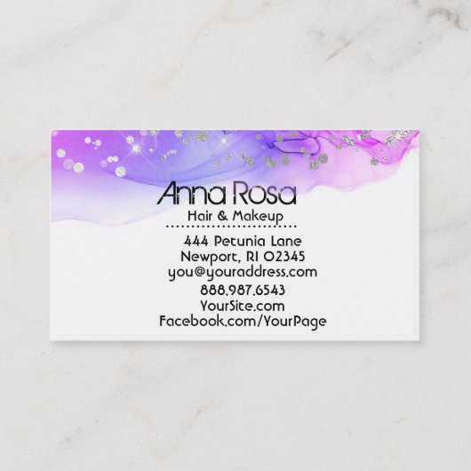 ** Moderne Abstracte Waterverf Lavendel Magenta Visitekaartje (Achterkant)