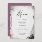 Moderne Abstracte Waterverf Lichte Paarse bruiloft Menu (Voorkant / Achterkant)