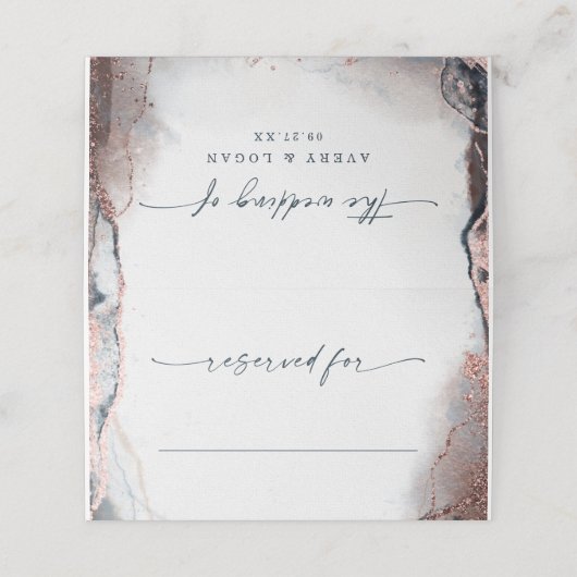 Moderne Abstracte Waterverf Moonlight Blue Wedding (Buitenkant ongevouwen)