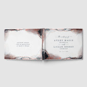 Moderne Abstracte Waterverf Moonlight Blue Wedding Gastenboek (Volledig)