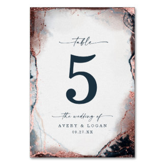 Moderne Abstracte Waterverf Moonlight Blue Wedding Kaart