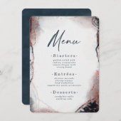 Moderne Abstracte Waterverf Moonlight Blue Wedding Menu (Voorkant / Achterkant)