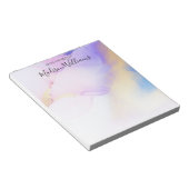 Moderne Abstracte Waterverf Paars Gold Name Script Notitieblok (Schuin)