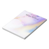 Moderne Abstracte Waterverf Paars Gold Name Script Notitieblok (Gedraaid)