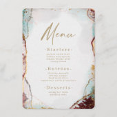 Moderne Abstracte Waterverf Rood & Goud Huwelijk Menu (Voorkant)