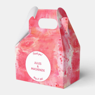 Moderne Abstracte Waterverf Roze Bruiloft Bedankdoosjes