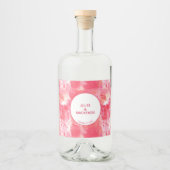 Moderne Abstracte Waterverf Roze Bruiloft Likeurfles Etiket (Voorkant)