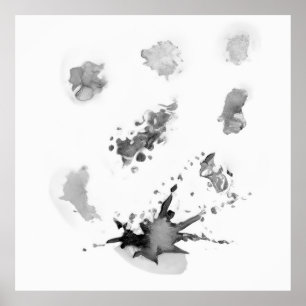 Moderne Abstracte waterverf scheurt grijs 2 Poster
