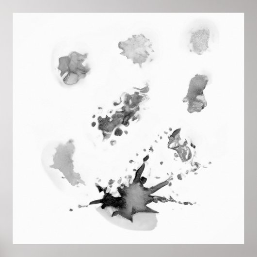 Moderne Abstracte waterverf scheurt grijs 2 Poster (Voorkant)