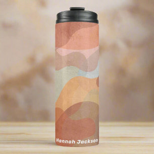 Moderne Abstracte Waterverf Stijlvolle Monogram Na Thermosbeker