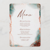 Moderne Abstracte Waterverf Terra Cotta bruiloft Menu (Voorkant)