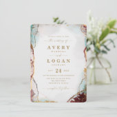 Moderne Abstracte Waterverf van wijn en gouden bru Kaart (Staand voorkant)