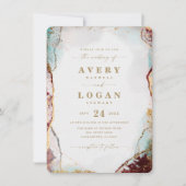 Moderne Abstracte Waterverf van wijn en gouden bru Kaart (Voorkant)