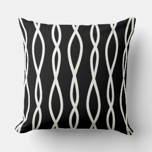 Moderne Abstracte Wavy Lines op zwart-wit Kussen