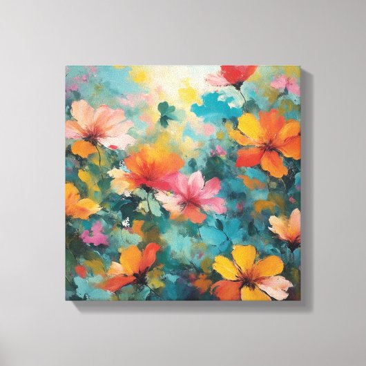 Moderne Abstracte werveling in geel en blauw Canvas Afdruk (Voorkant)