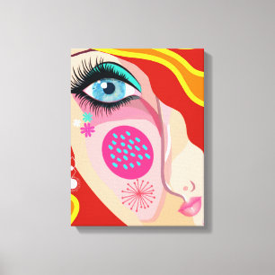 Moderne Abstracte Whimsical Gezicht Fijne Kunst Canvas Afdruk