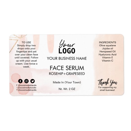 Moderne Abstracte witte roze olielabels Etiket (Voorkant)