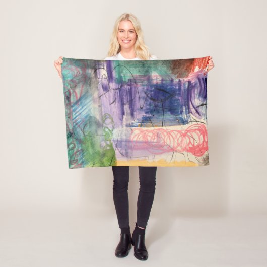 Moderne Abstracte Worpdeken Fleece Deken (In situ)