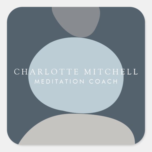 Moderne Abstracte Zen Stones Blauw Logo Vierkante Sticker (Voorkant)