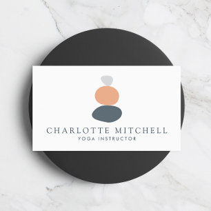 Moderne Abstracte Zen Stones Peach Logo Life Coach Visitekaartje