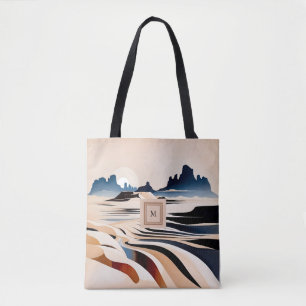 Moderne abstracte zuidwestelijke woestijnmonogram draagtas