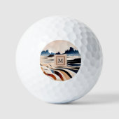 Moderne abstracte zuidwestelijke woestijnmonogram golfballen (Voorkant)