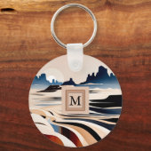 Moderne abstracte zuidwestelijke woestijnmonogram sleutelhanger (Voorkant)