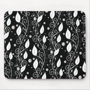 Moderne abstracte zwart-wit inktillustratie muismat
