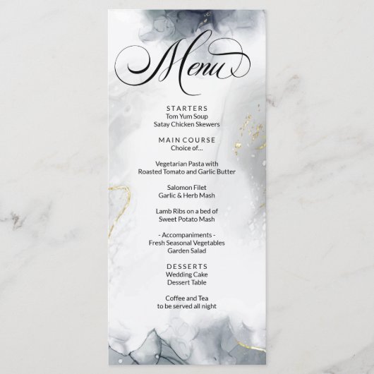 Moderne Abstracte zwart-wit Waterverf Menu (Voorkant)