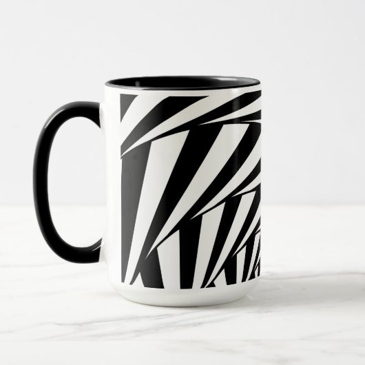 Moderne Abstracte Zwart & Wit Wavy Art Mok (Links)