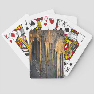 Moderne Abstracte Zwarte en Metalen Gouden Druppel Pokerkaarten