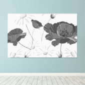 Moderne Abstracte zwarte en witte Floral II Canvas Afdruk (Insitu (Houten vloer))