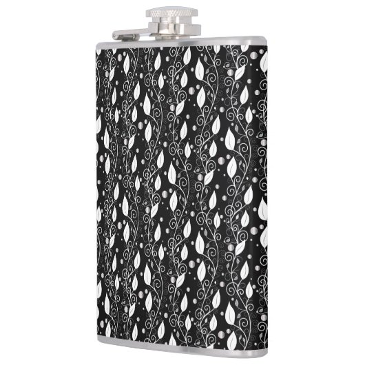 Moderne abstracte zwarte en witte inktillustratie heupfles (Links)