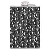 Moderne abstracte zwarte en witte inktillustratie heupfles (Achterkant)