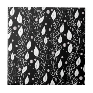 Moderne abstracte zwarte en witte inktillustratie tegeltje