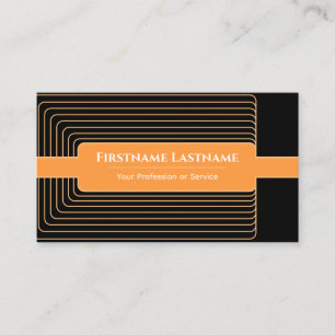 Moderne abstracte zwarte omlijst oranje afgeronde visitekaartje