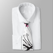 Moderne abstracte zwarte witte bloemenroze waterve stropdas (Gebonden)