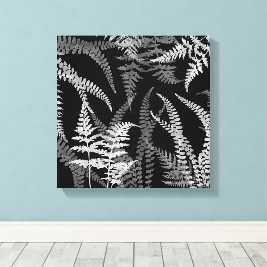 Moderne Abstracte zwarte witte varen Canvas Afdruk (Insitu (Houten vloer))