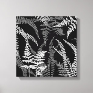 Moderne Abstracte zwarte witte varen Canvas Afdruk